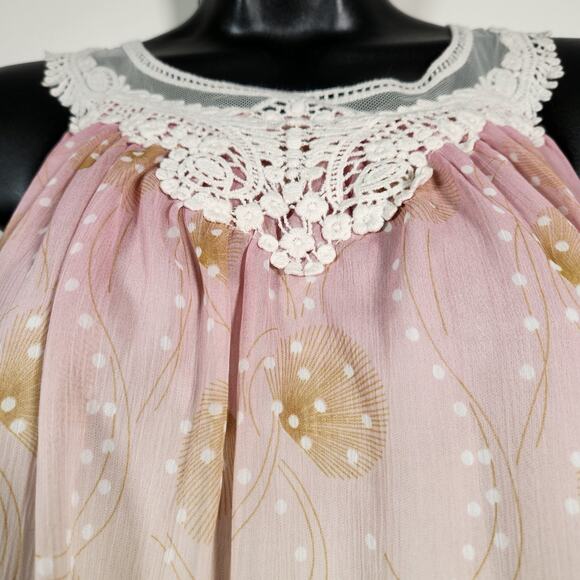 ULTRA PINK Dress Womens Large Babydoll Boho Fairycore Feminine Coquette Romantic - Picture 6 of 12